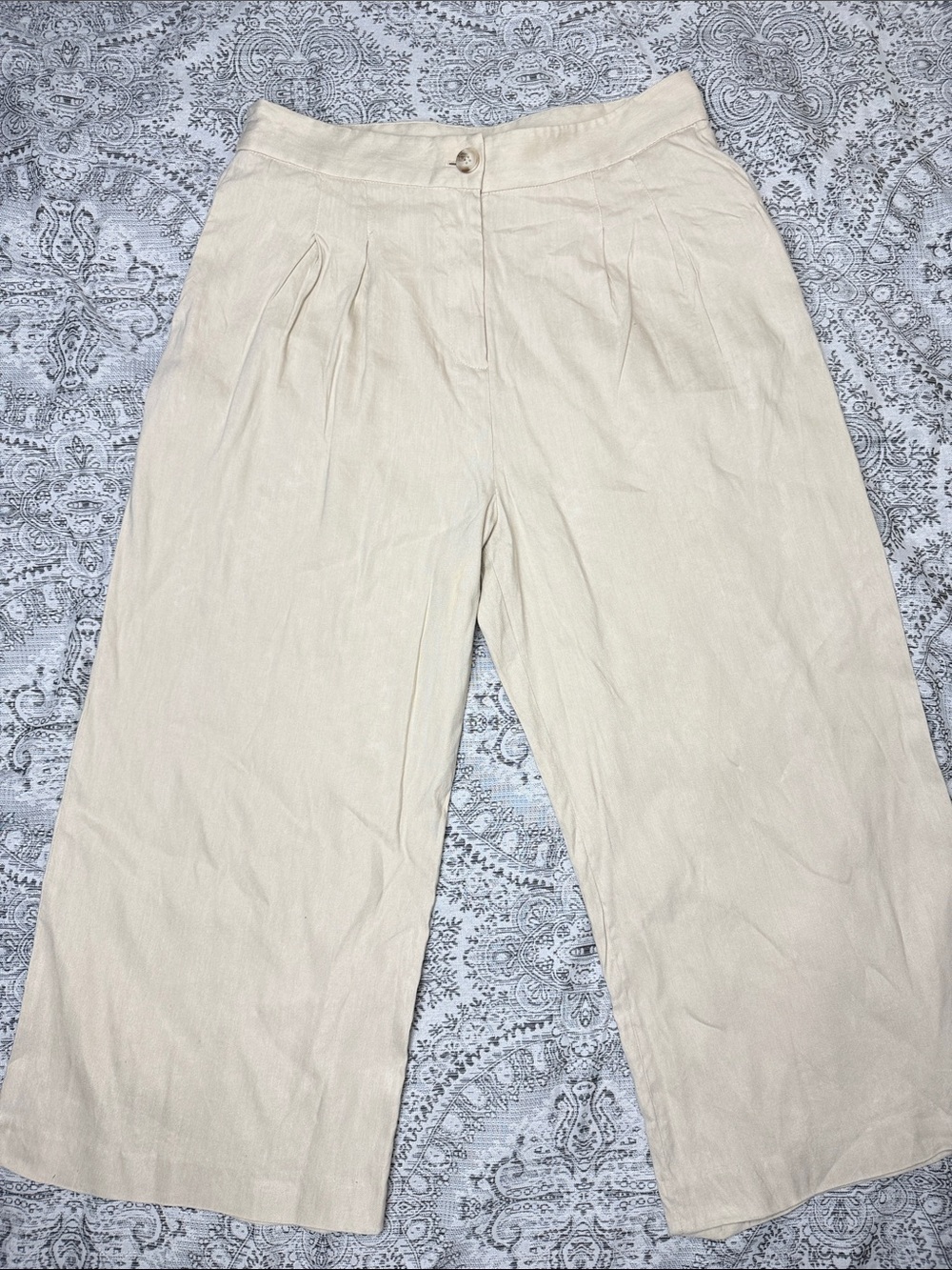 Antonio Melani Tan Wide-Leg Linen Blend Pants - Waist 16”